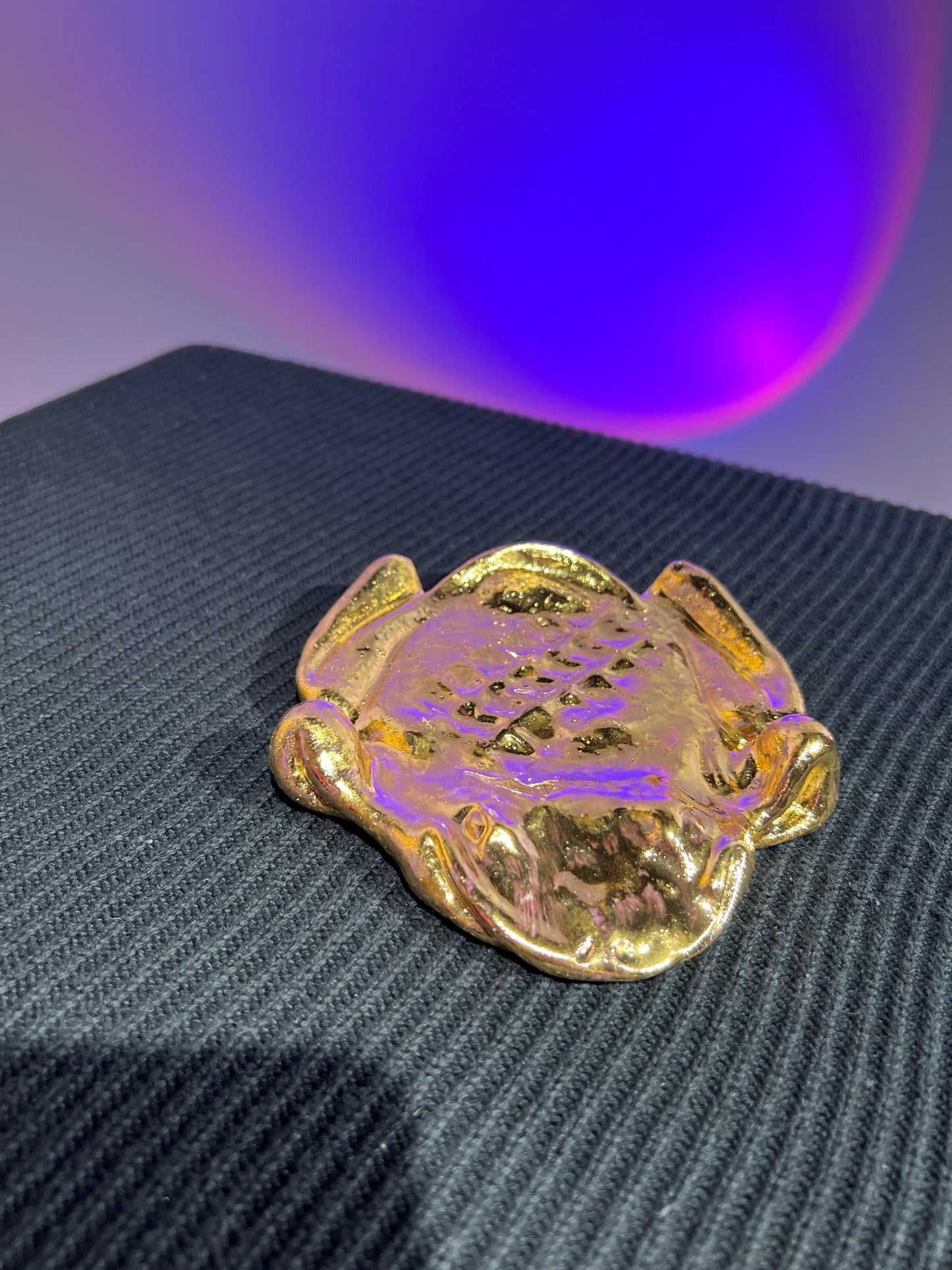 *AUCTION* Smashley the First Ever Smooshed Small Frog fired with Real Gold Luster