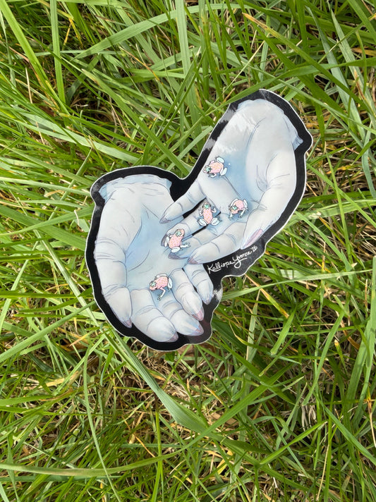 Limited Edition "Strawberry Sparkle Hands" Glittery Vinyl Sticker