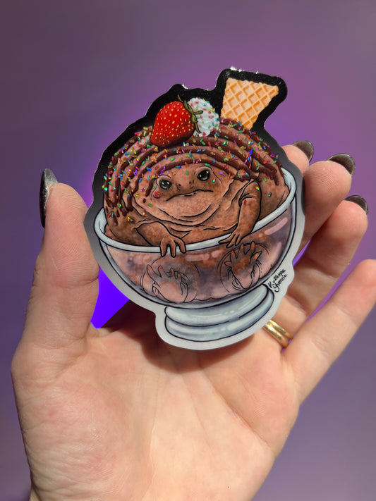 Limited Edition “Rain Frog Sundae” Vinyl Sticker with Sparkly Sprinkles