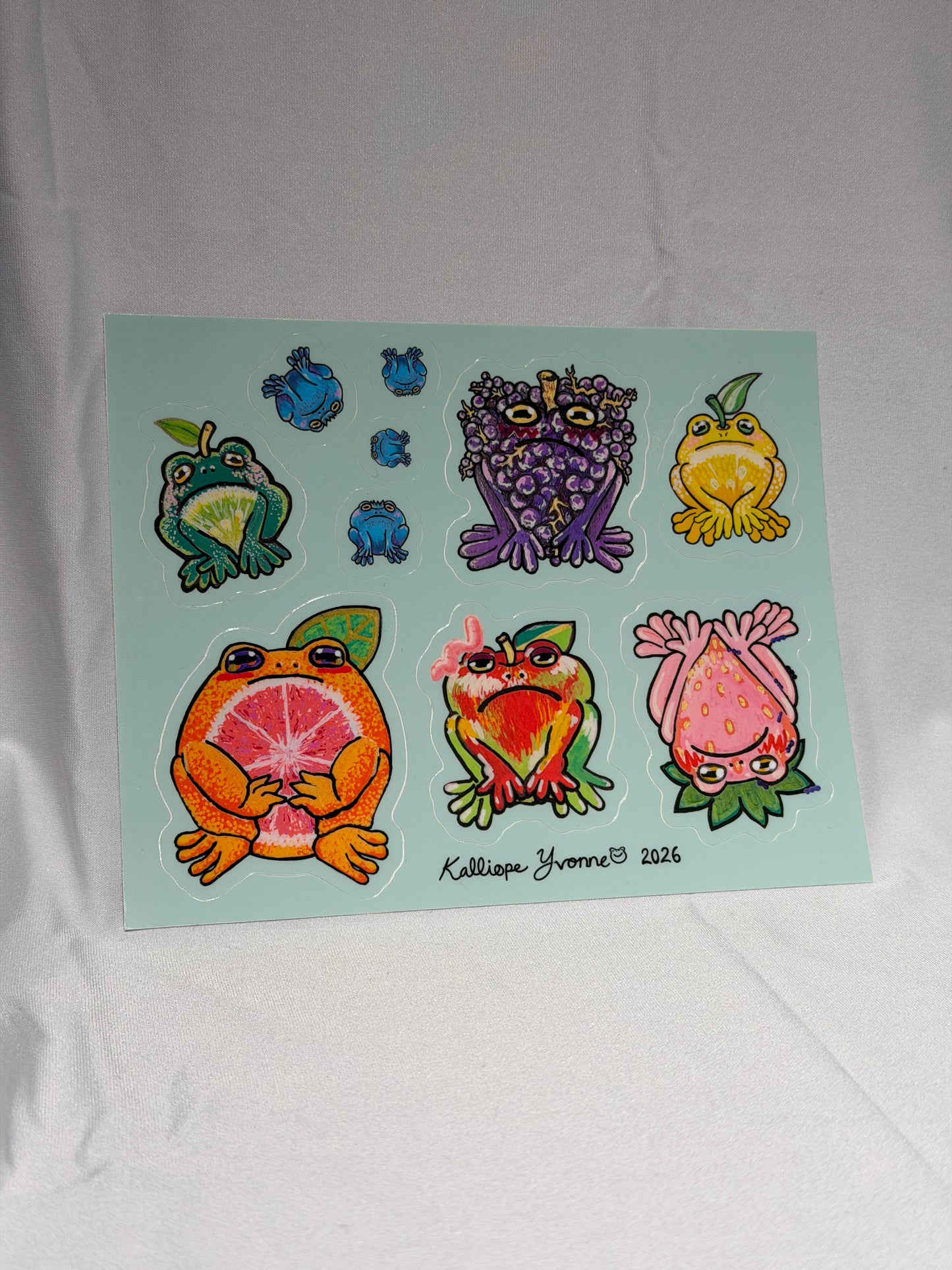 Limited Edition "Fruit Frogs of '26" Glossy Vinyl Sticker Sheet