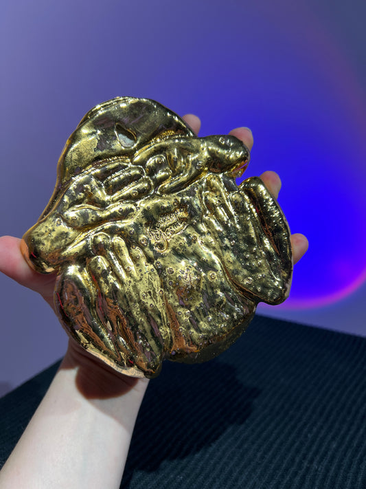 *AUCTION* Smashley the First Ever Smooshed Small Frog fired with Real Gold Luster