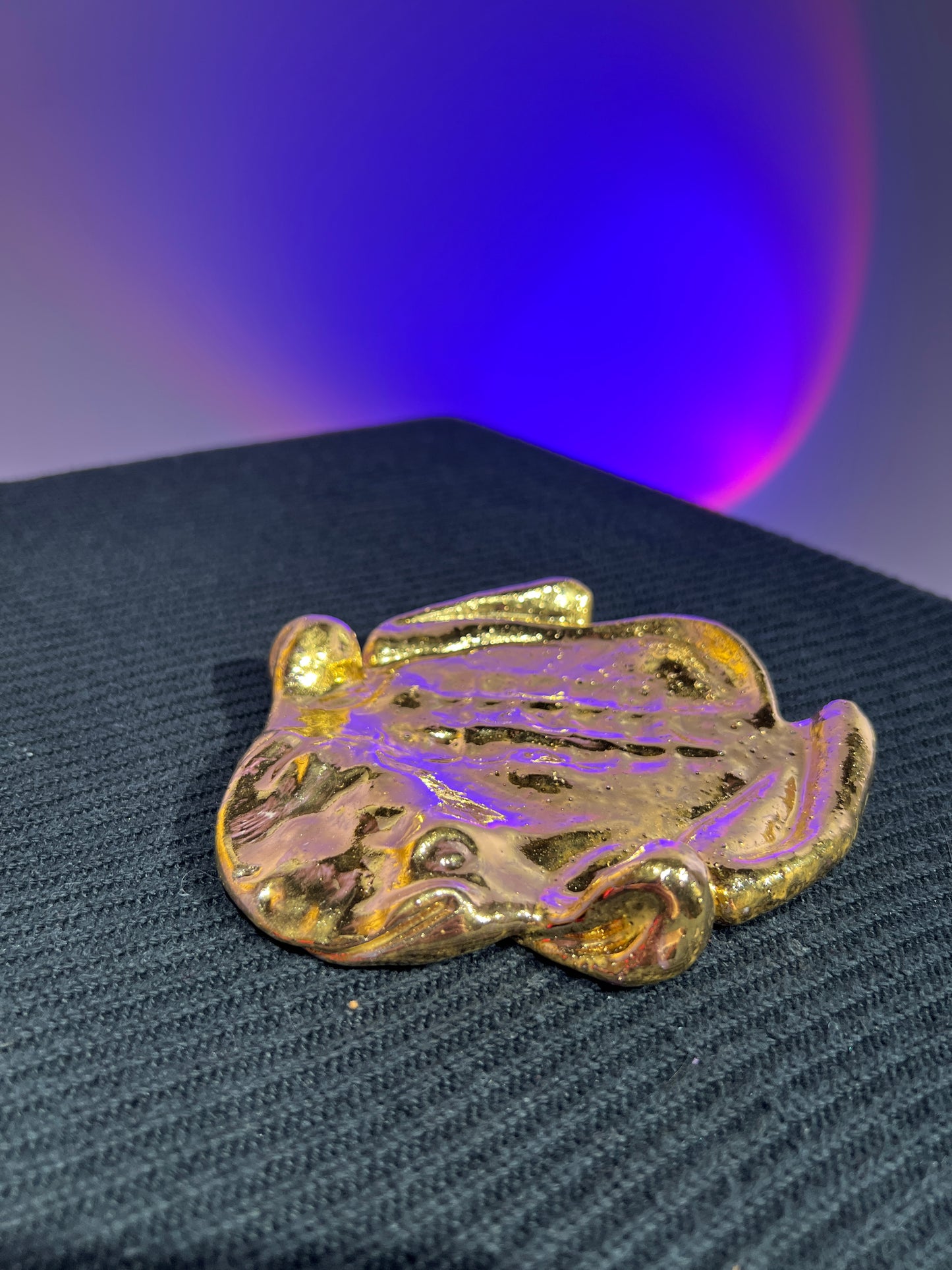 *AUCTION* Smashley the First Ever Smooshed Small Frog fired with Real Gold Luster