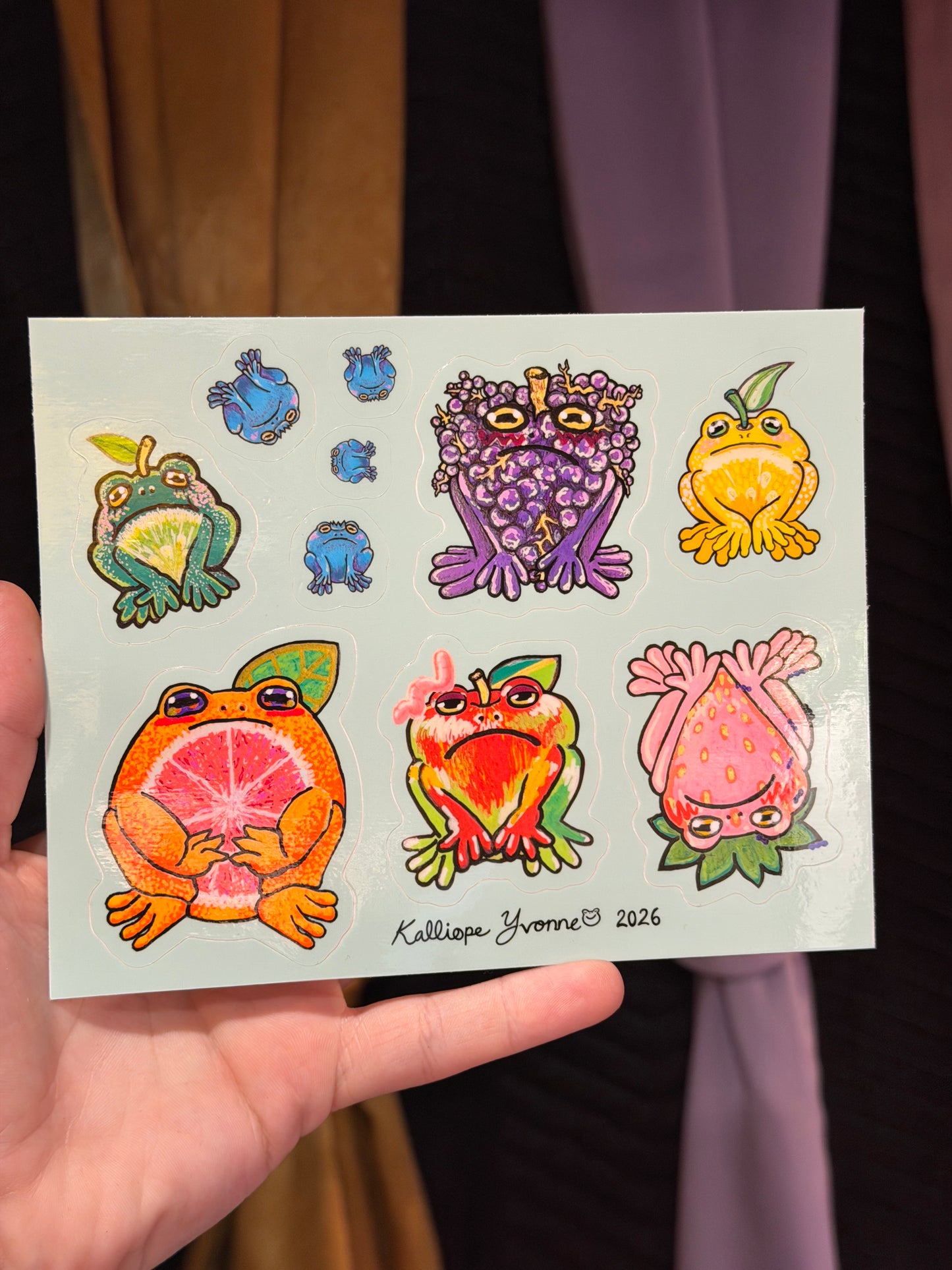 Limited Edition "Fruit Frogs of '26" Glossy Vinyl Sticker Sheet