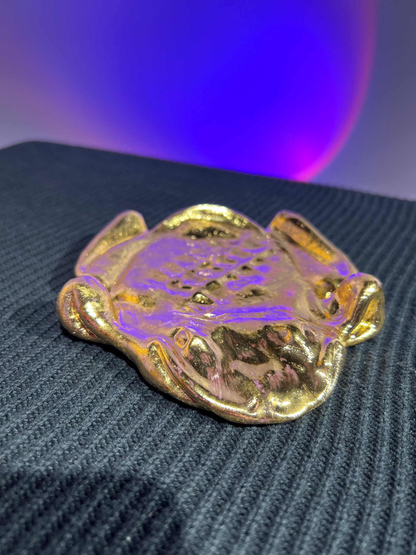 *AUCTION* Smashley the First Ever Smooshed Small Frog fired with Real Gold Luster