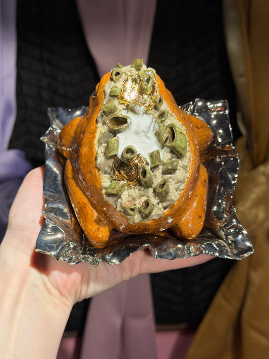 Chivette the Potatoad with Butter, Chives & Sour Cream Served on a Golden “Foil” Dish