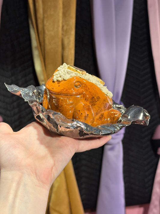 Mashley the Butter Only Potatoad Served on a Golden “Foil” Dish