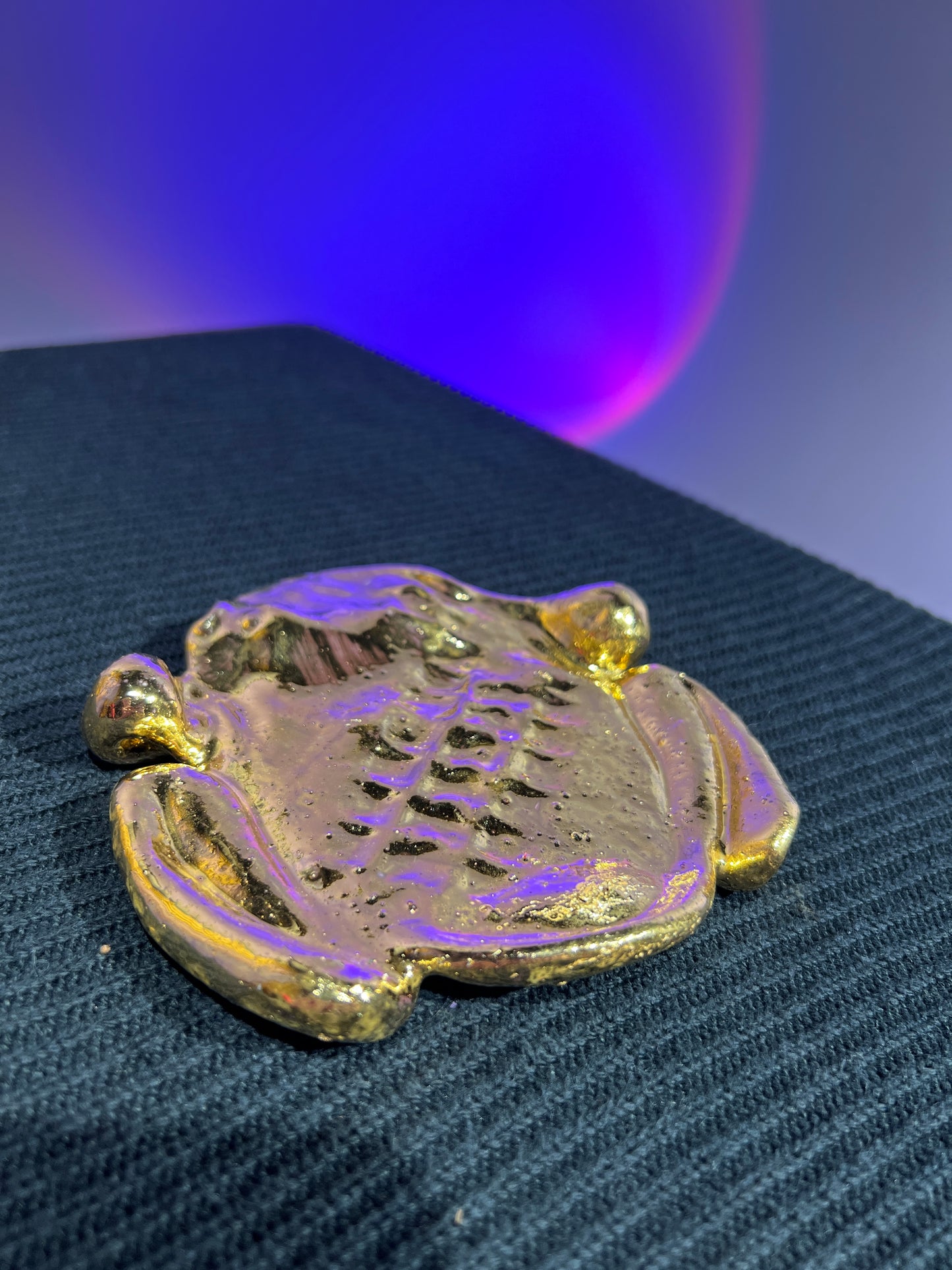 *AUCTION* Smashley the First Ever Smooshed Small Frog fired with Real Gold Luster