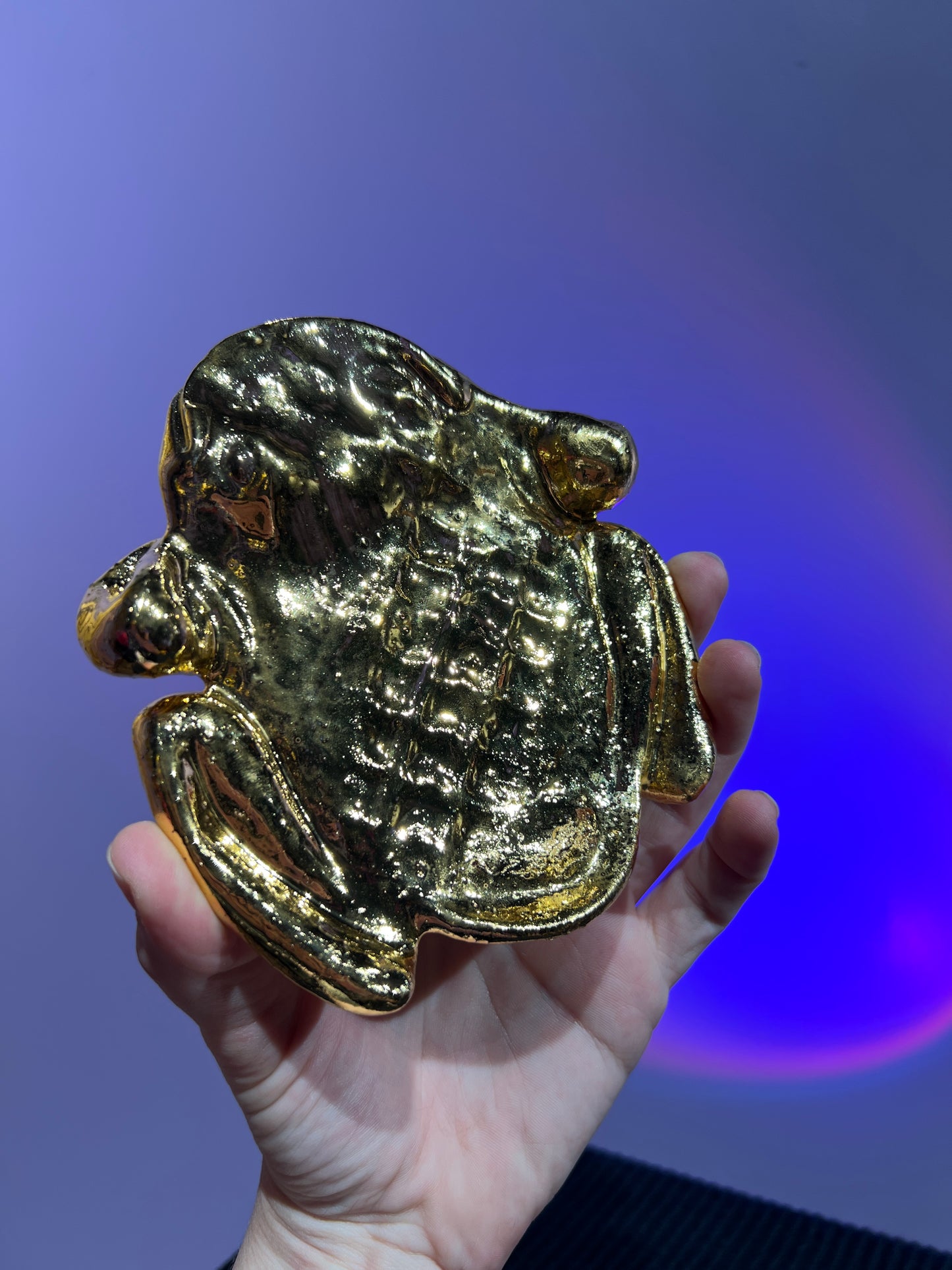 *AUCTION* Smashley the First Ever Smooshed Small Frog fired with Real Gold Luster