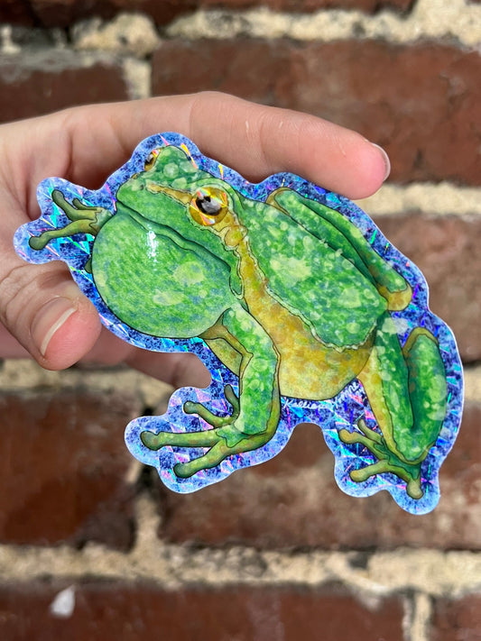 Limited Edition "Watercolor Frog" Holographic Vinyl Sticker