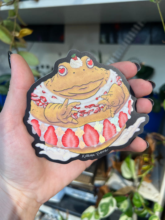 Limited Edition “Strawberry Shortcroak” Holographic Vinyl Sticker